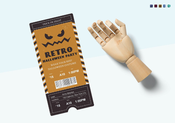 halloween party retro ticket template