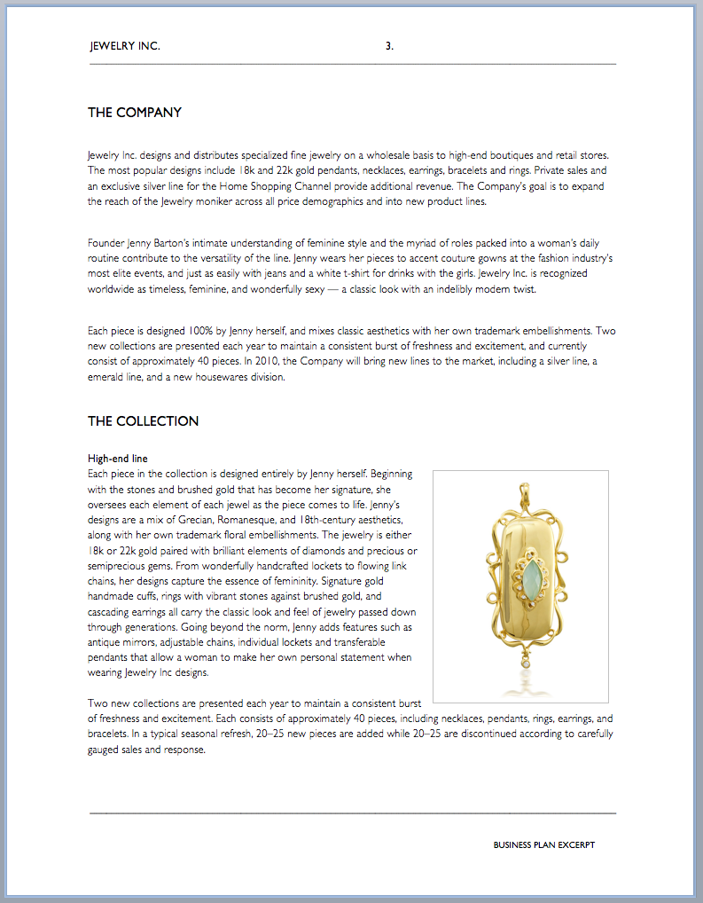 Handmade Jewelry Business Plan Template