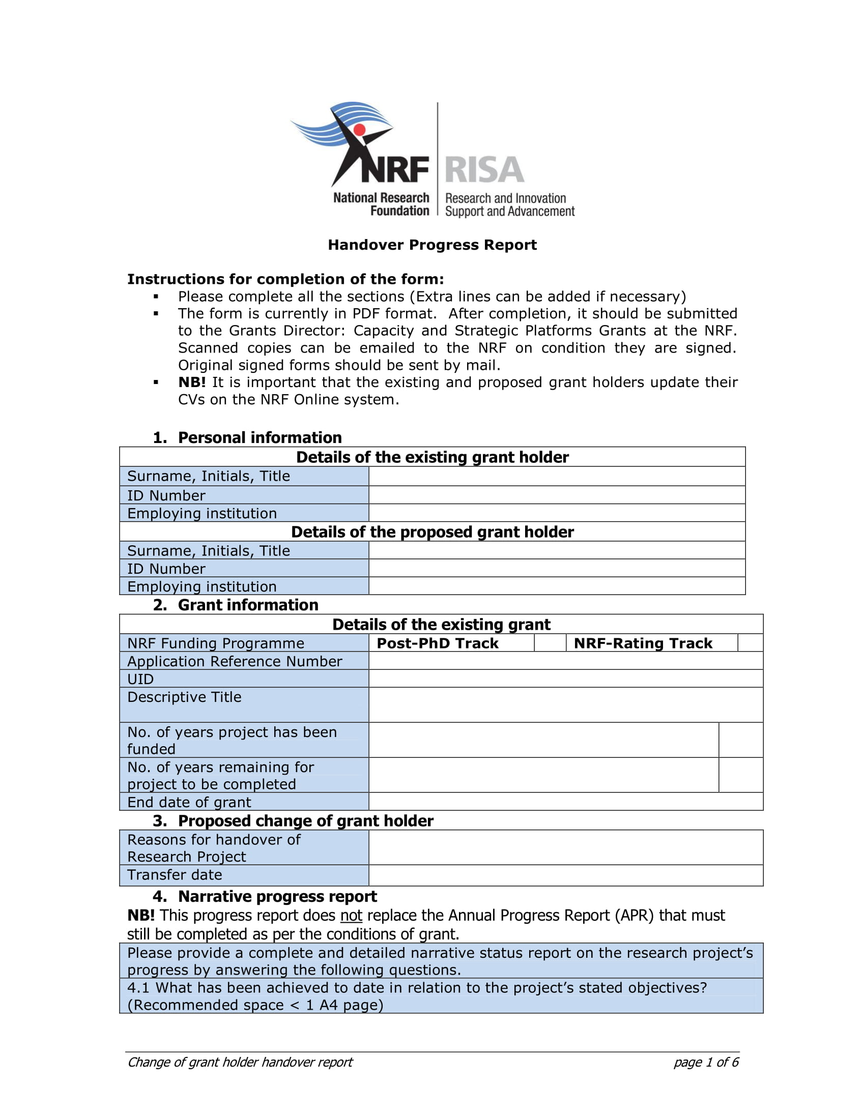 Shift Handover Template