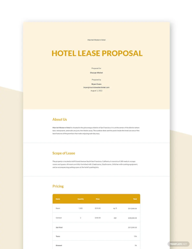 Hotel Lease Proposal Sample Template