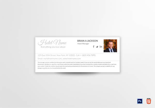 hotel travel email signature template