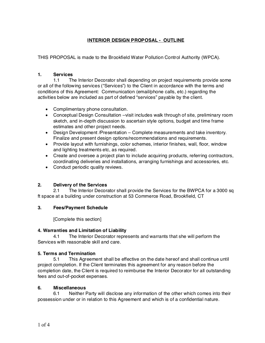 letter meaning agreement Interior Design 8 Proposal Examples  PDF Examples