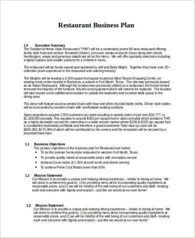 Intro for Restaurant Catering Business Plan Example