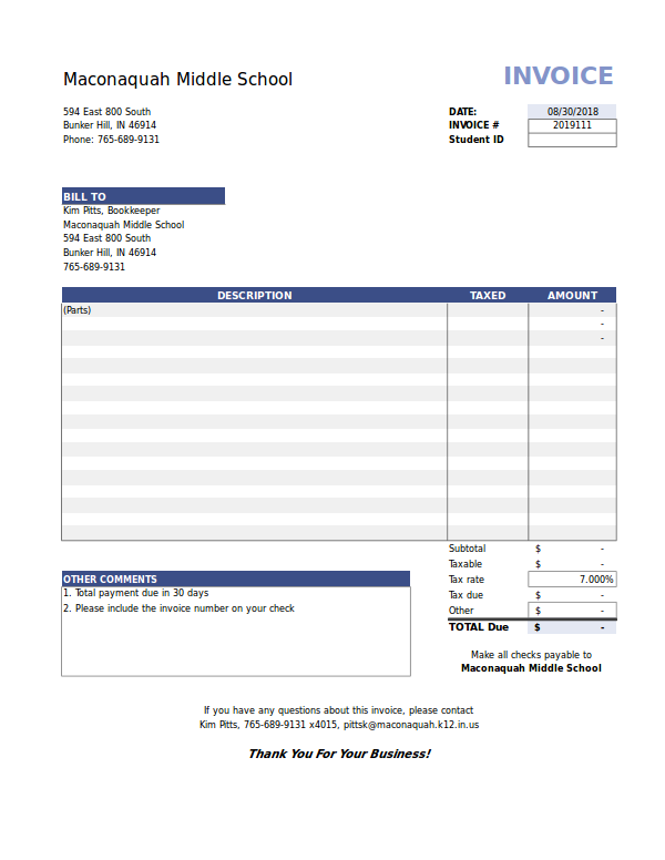 invoice template hs