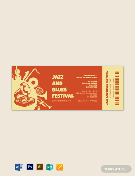 jazz festival ticket template