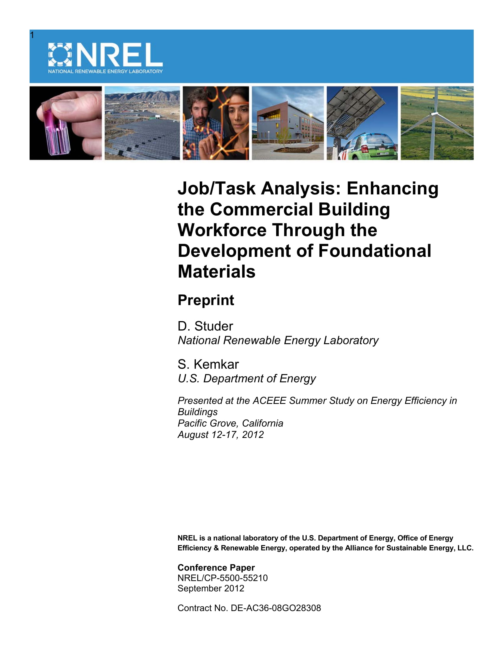 job or task analysis enhancing the commercial building workforce through development of foundational materials example 01