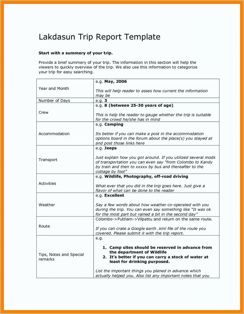 Lakdasun Business Trip Report Template