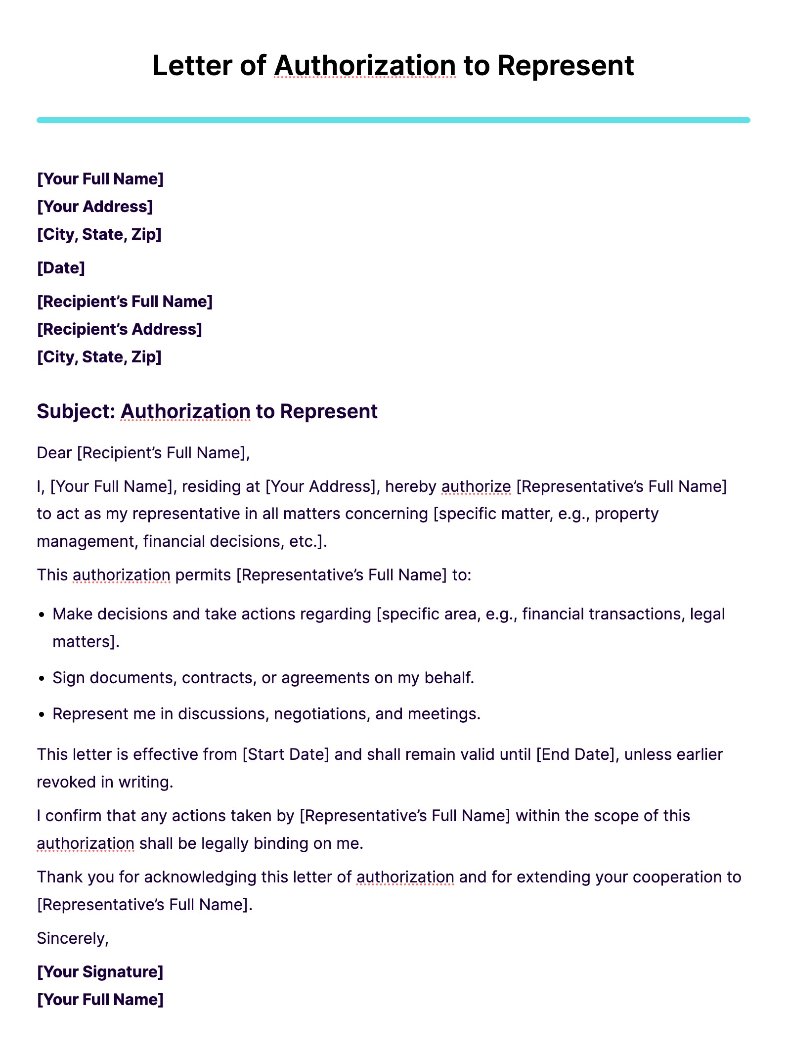 How To Write An Authorization Letter For Representation - Infoupdate.org