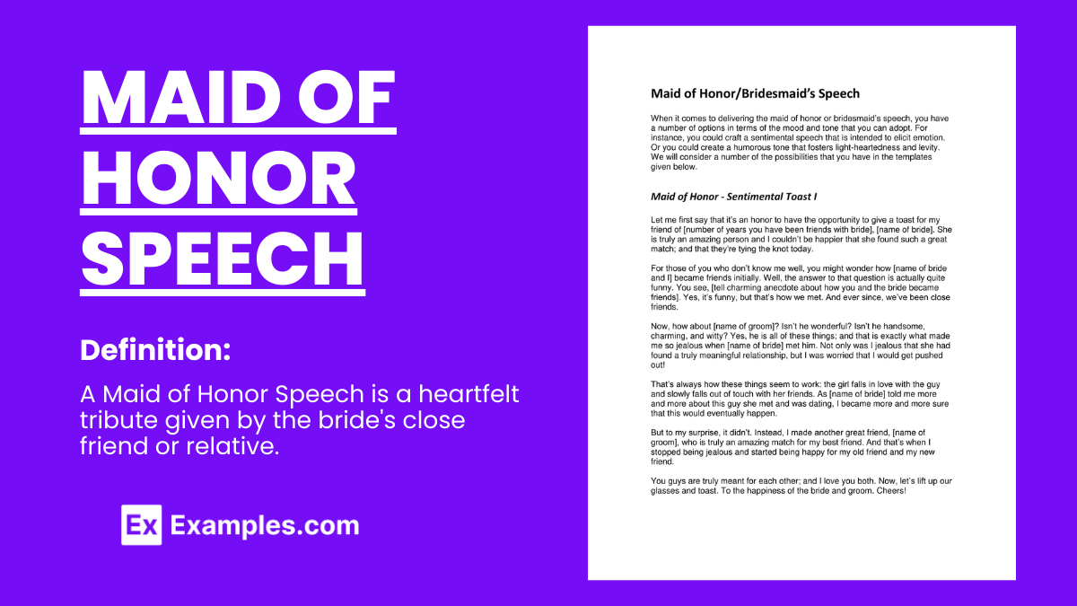 short maid of honor speech examples