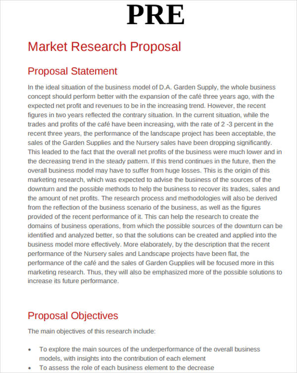 market research proposal statement 