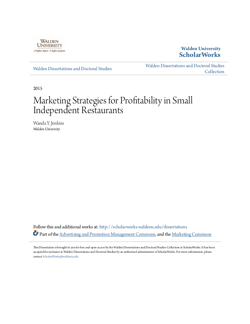 marketing strategies for profitabilty in small independent restaurants