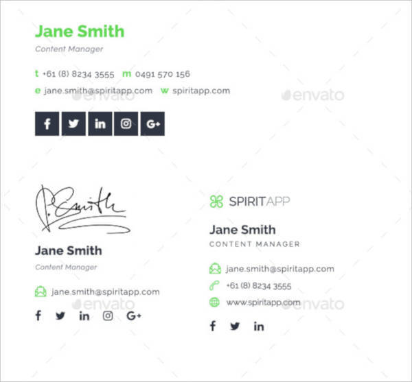 modern clean and printable email signature example
