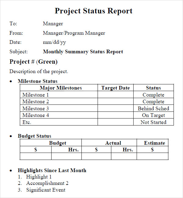 Project Status Report - 15+ Examples, Format, Pdf | Examples