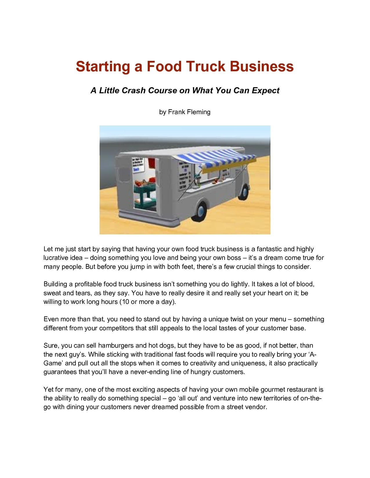 Food Truck Business Plan 9 Examples Format Pdf Examples