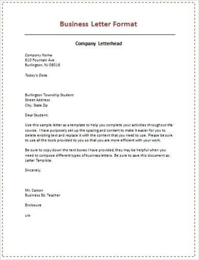 Official Correspondence Business Letter Format