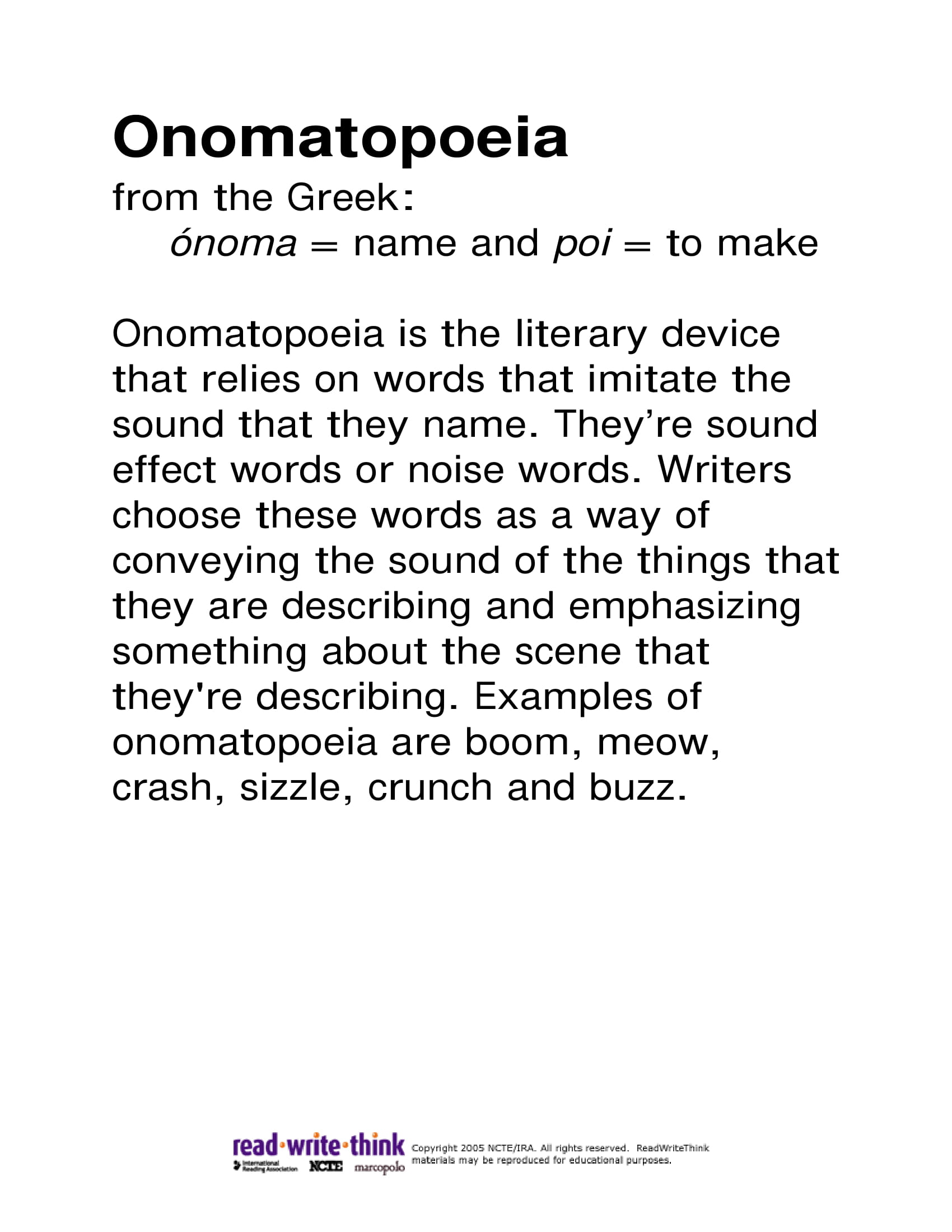 Onomatopoeic Words Example