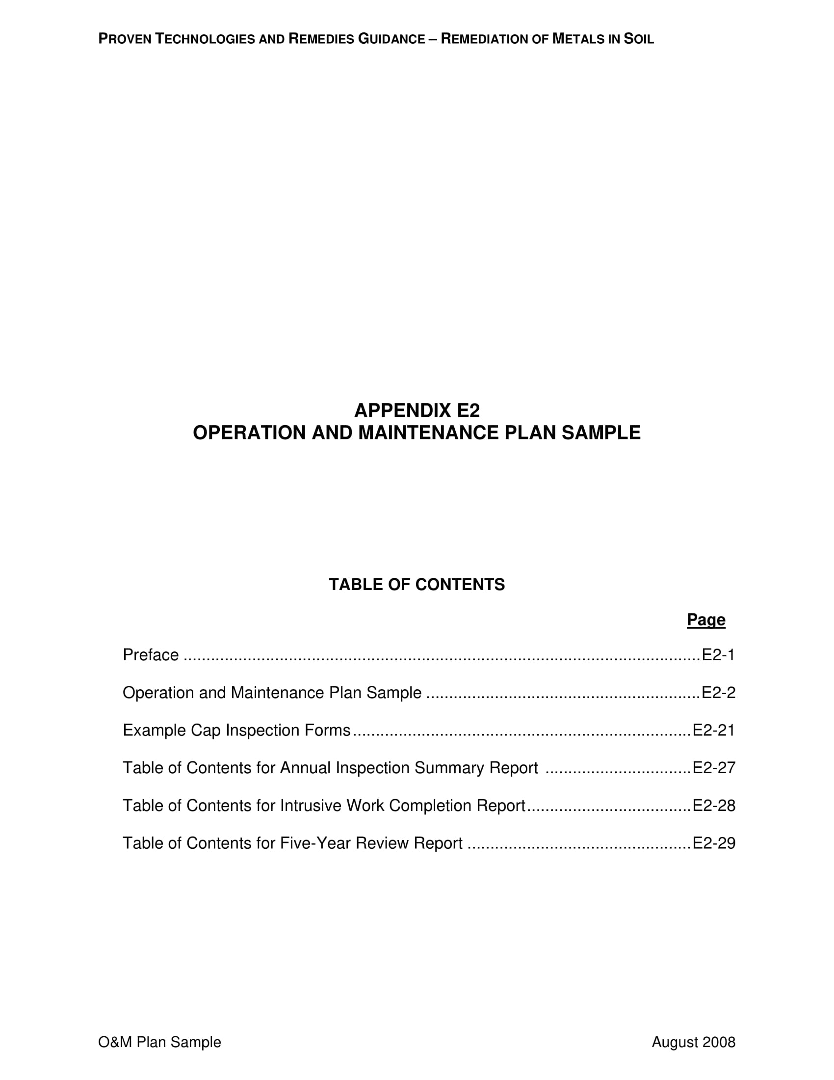 operation and maintenance plan document example 01