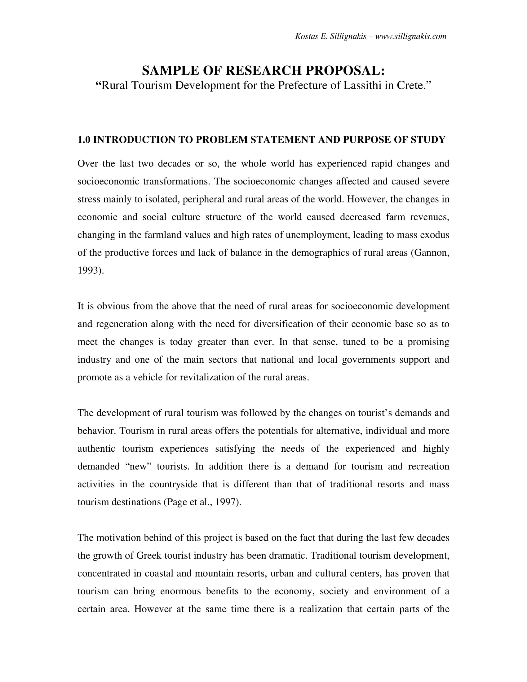 p research proposal tourism no abstract