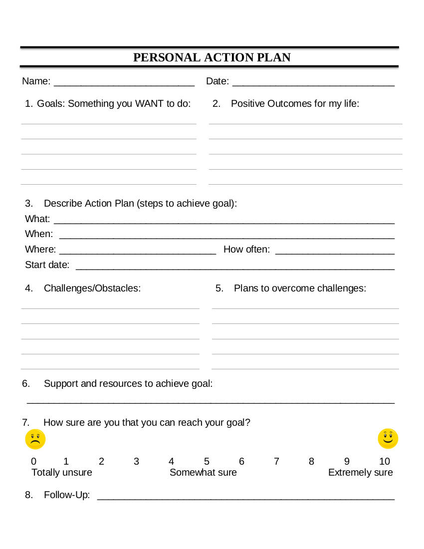 personal action plan template example