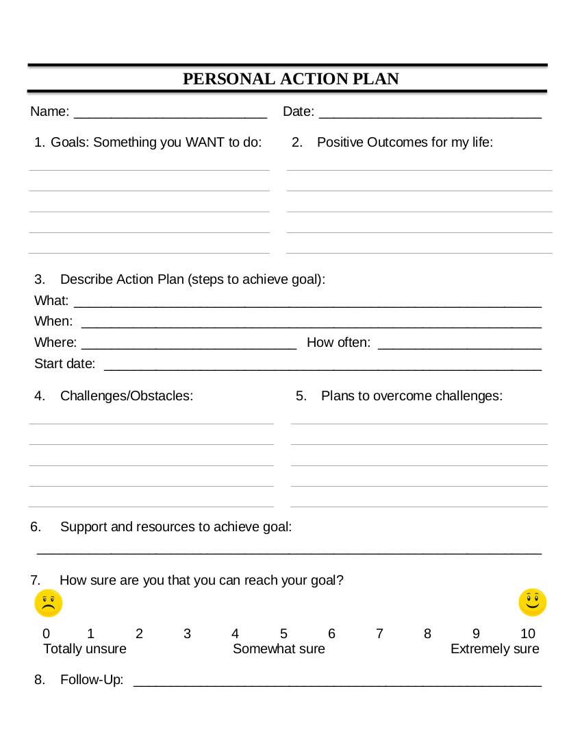 Personal Action Plan Template Example