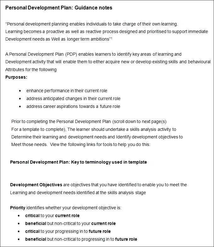 Five Year Career Development Plan Template Template Business Format