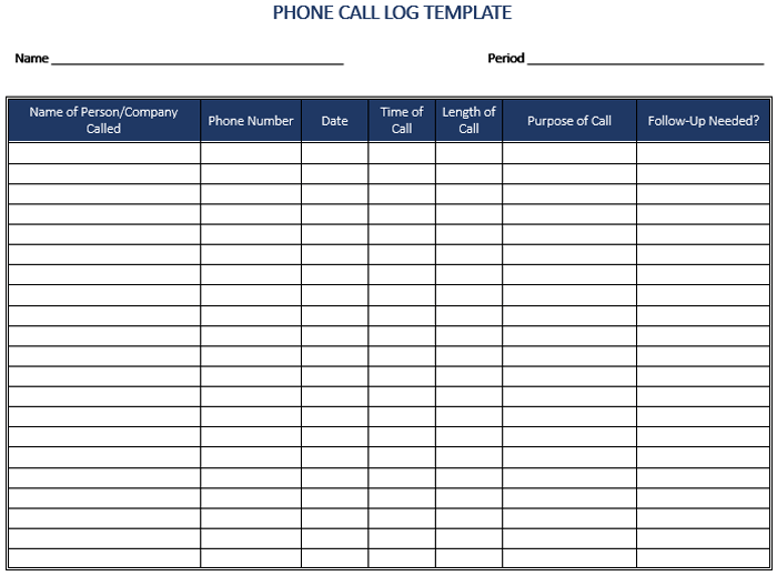 Printable Phone Log - 8+ Examples, Format, Benefits, Pdf