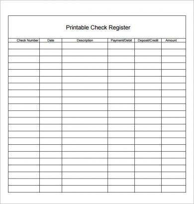 plain printable checkbook register example1