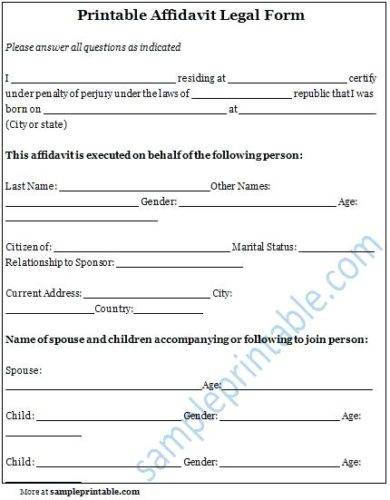 printable affidavit legal form1