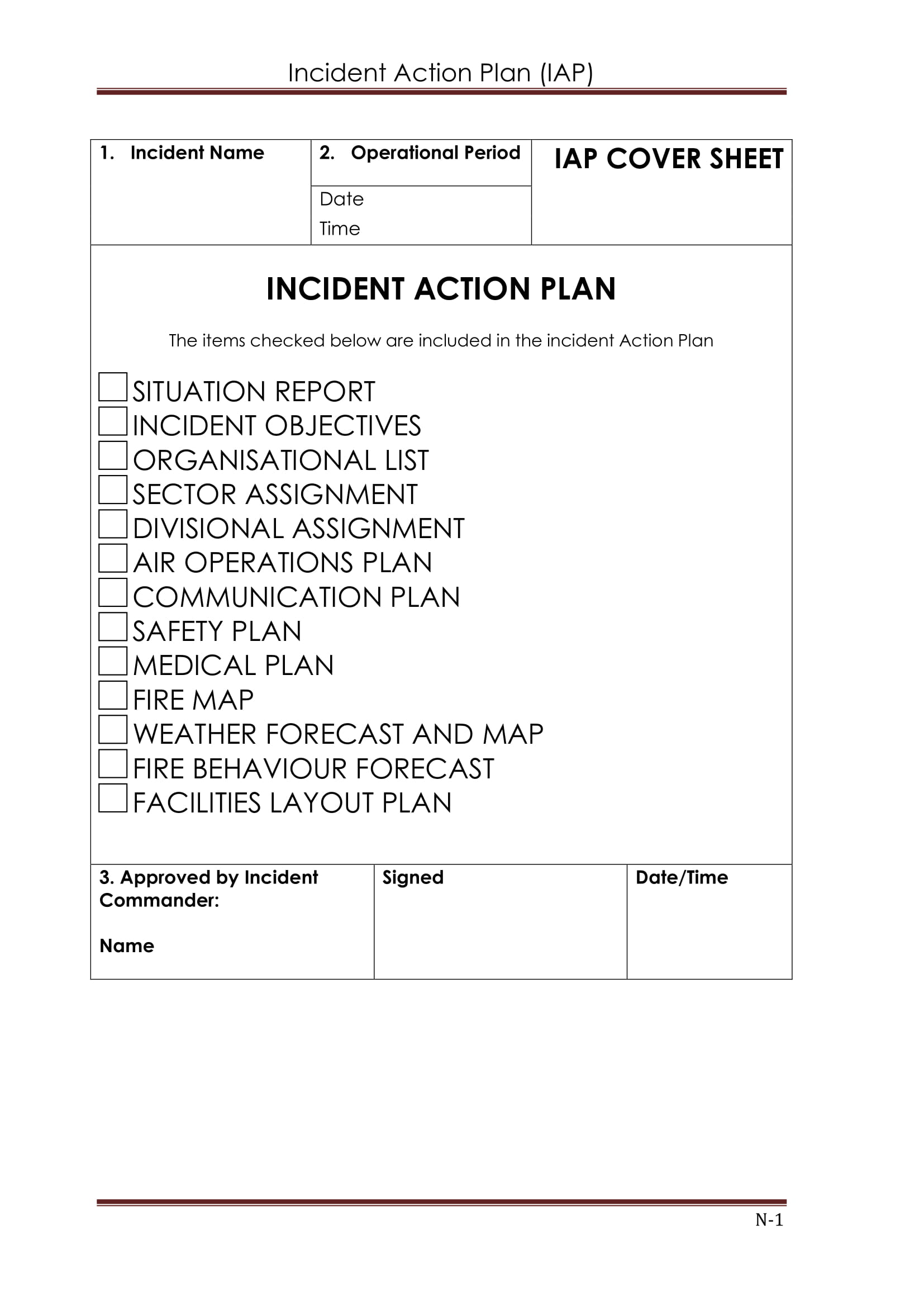printable incident action plan template example
