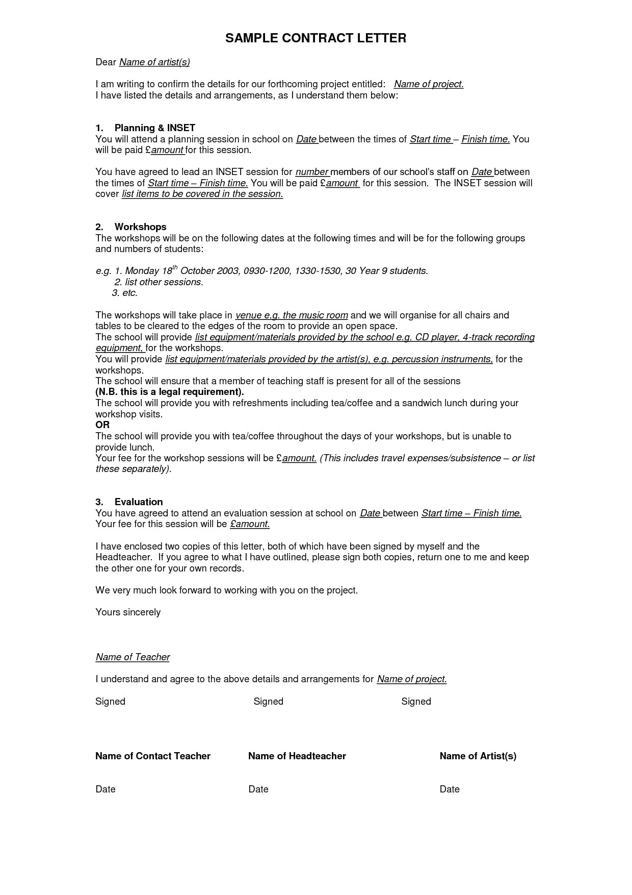 General Agreement Contract Template Word 2003 Master Template