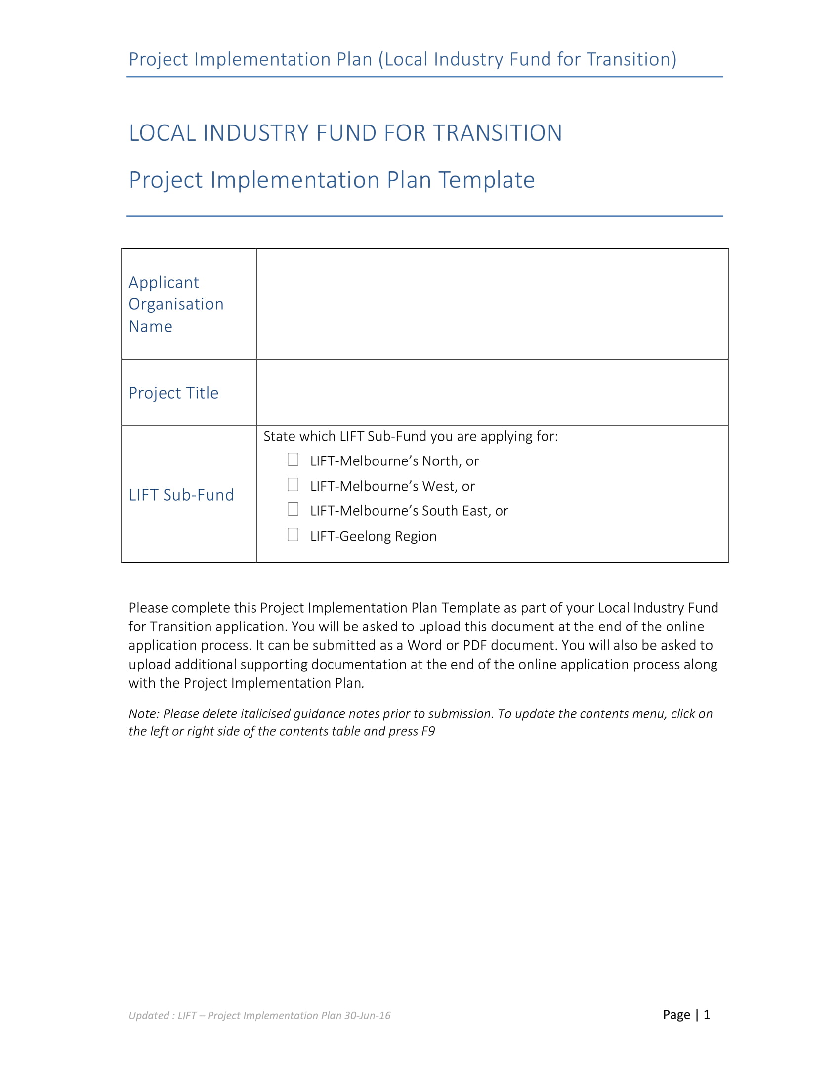 Project Plan Template Word Document