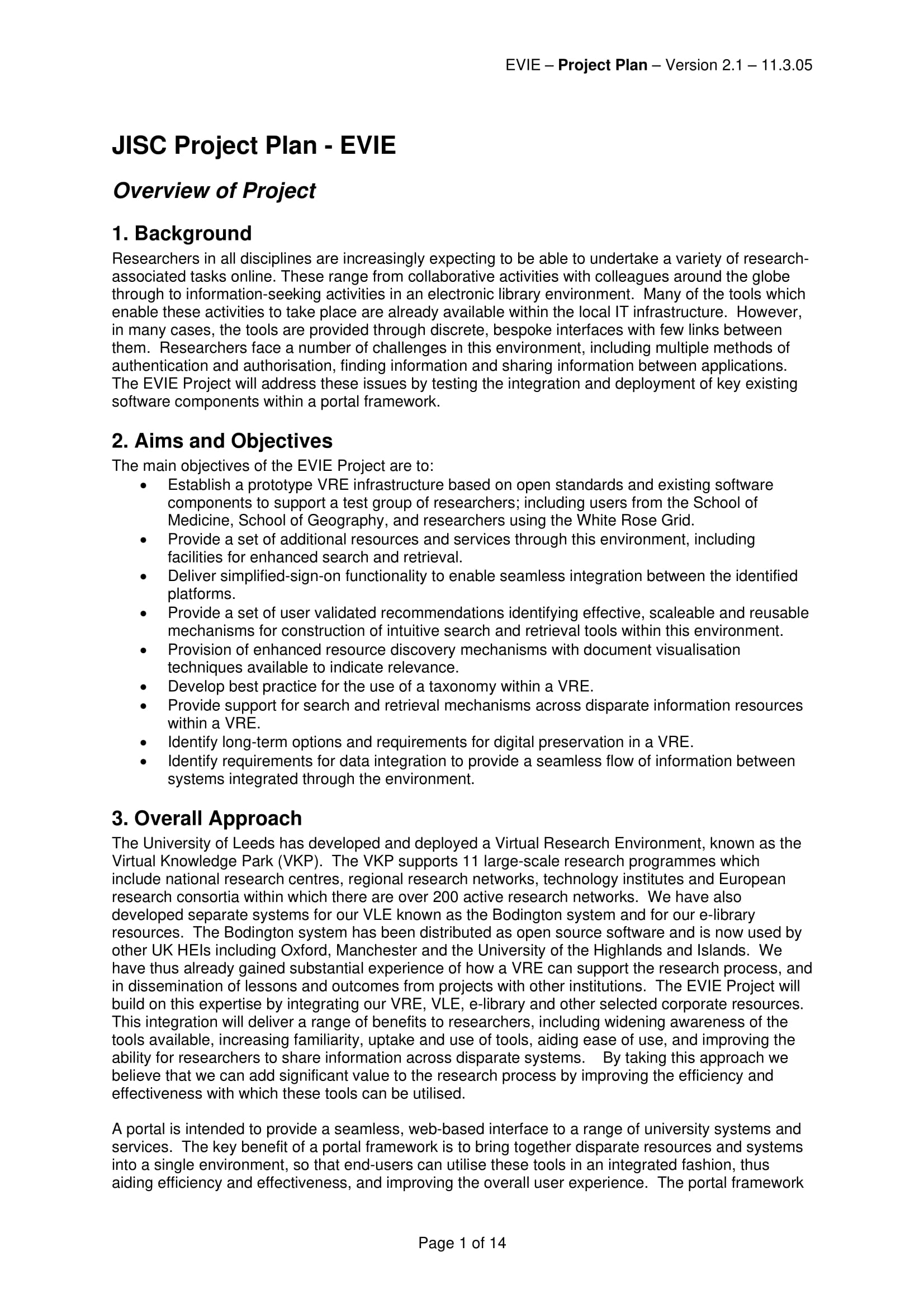 Project Plan Format Example