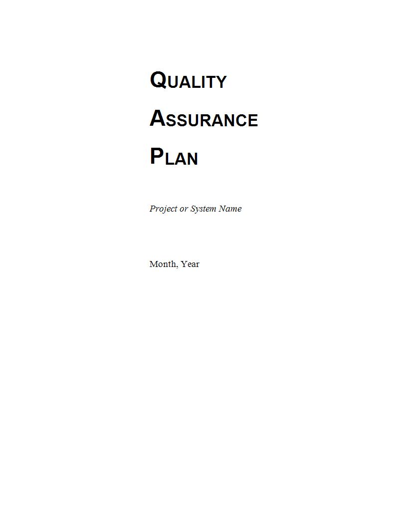 project quality assurance plan format example