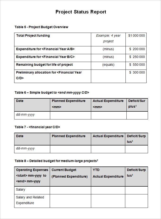 Project Status Report Template