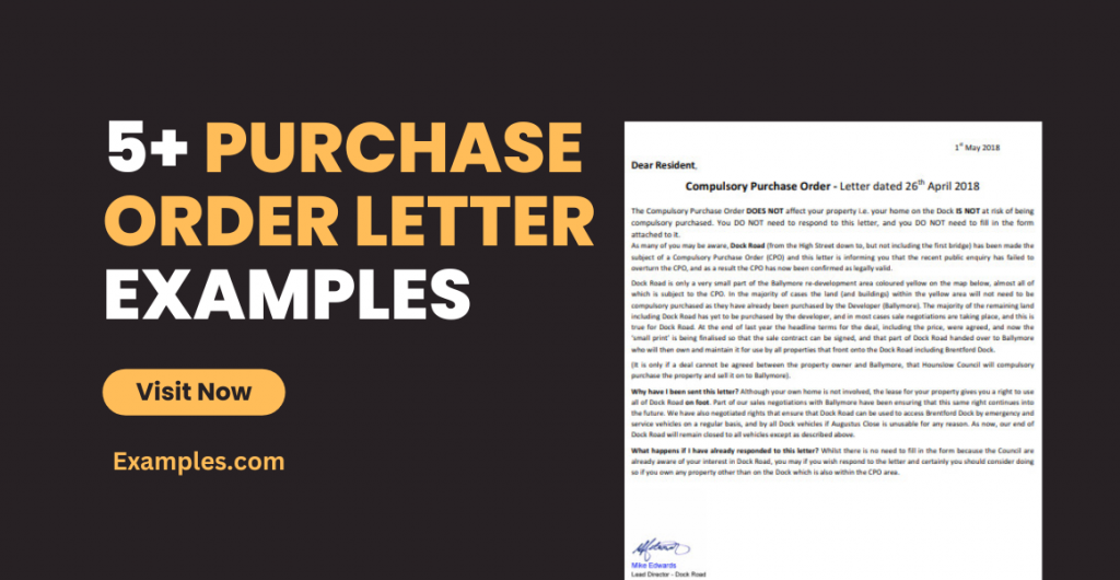 Purchase Order Letter Exampless