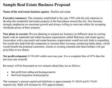 Real Estate Business Proposal Example