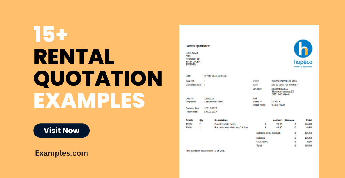 Rental Quotation Examples 
