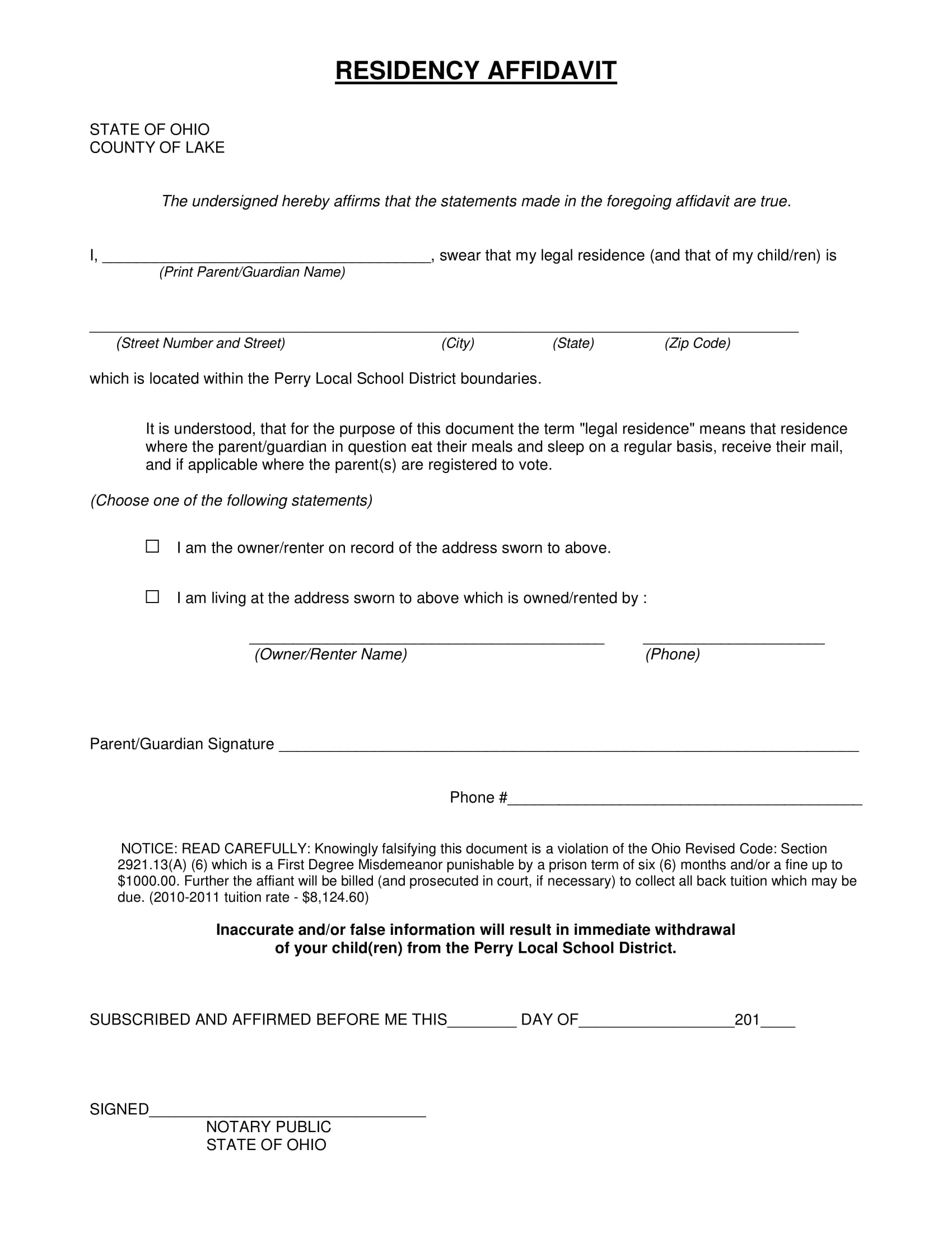 Ohio Registration Affidavit Form Download Fillable Pdf Templateroller