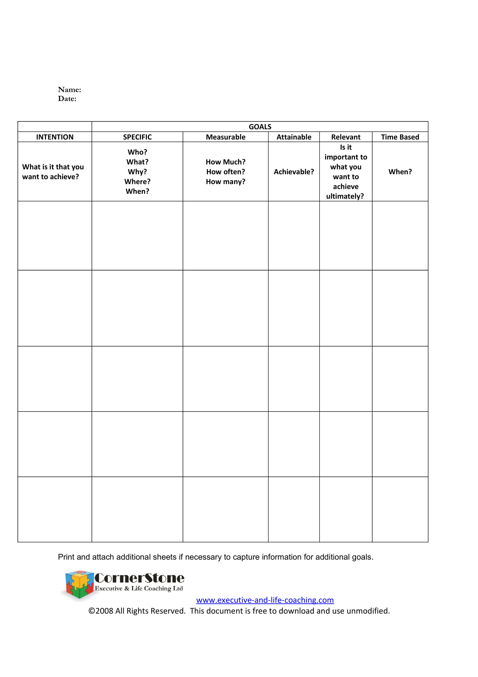 smart personal goal setting worksheet example