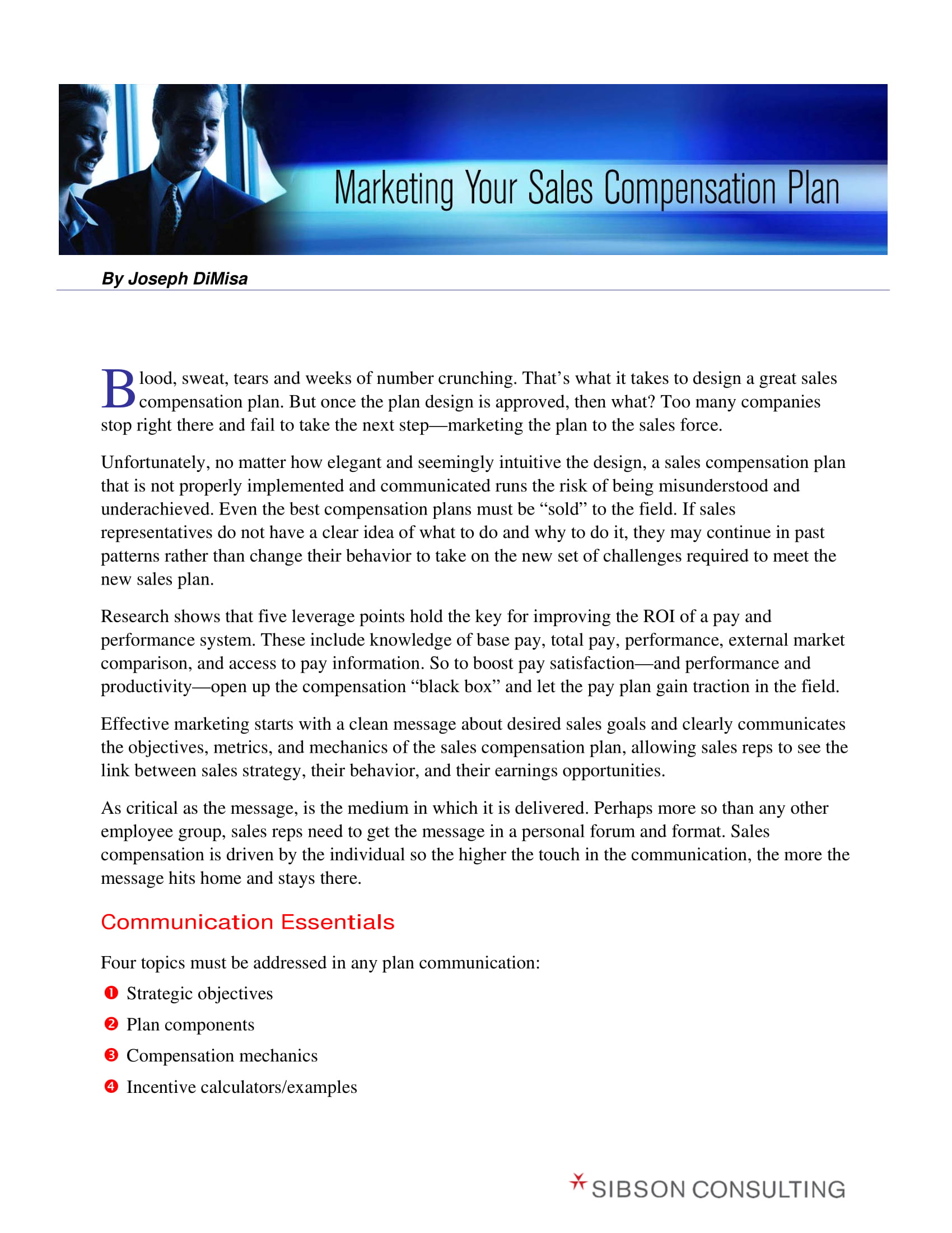 Sales Compensation Plan Marketing Layout Example 1