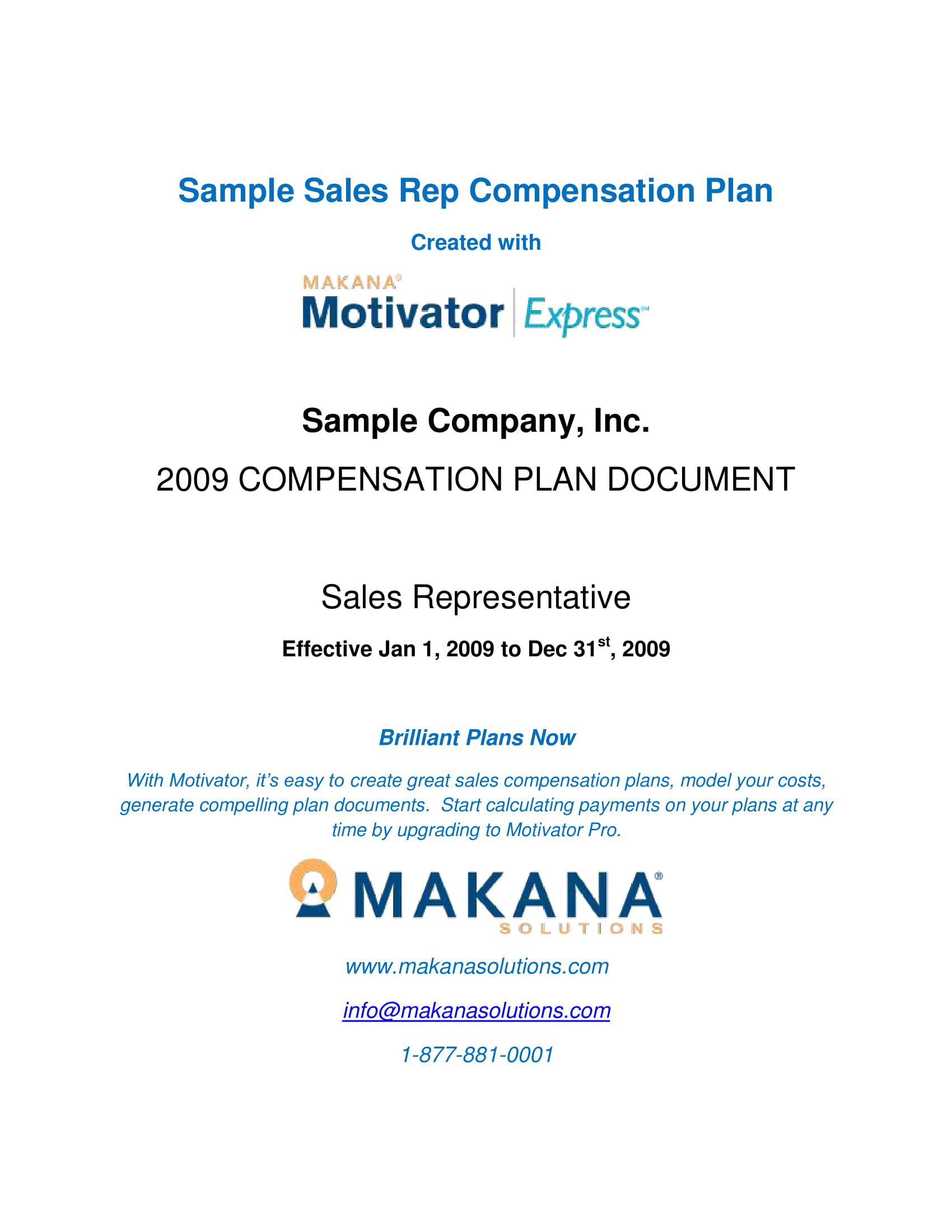 Sales Rep Compensation Plan Template