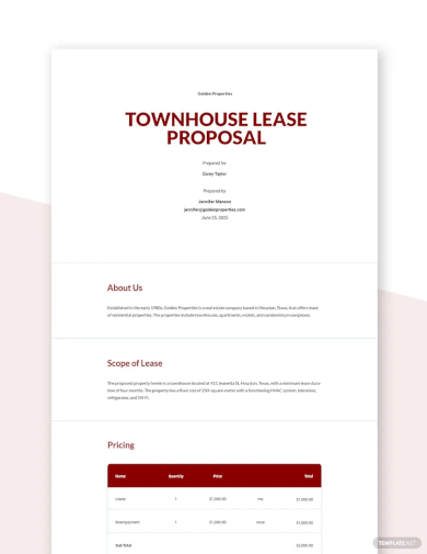 Sample Lease Proposal Template