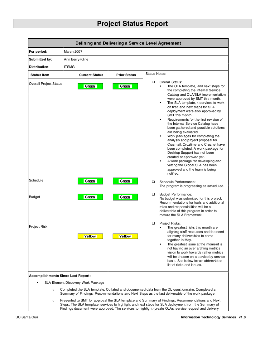 21+ Simple Project Status Report Examples - PDF  Examples Pertaining To One Page Project Status Report Template