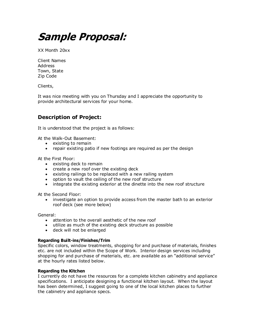 Scope Of Work Template Google Docs   Sample Proposal For An Interior Design 