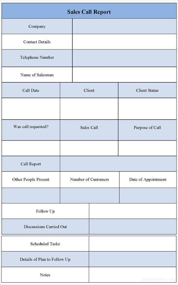 Sales Call Report Examples 9 PDF Word Apple Pages Google Docs 