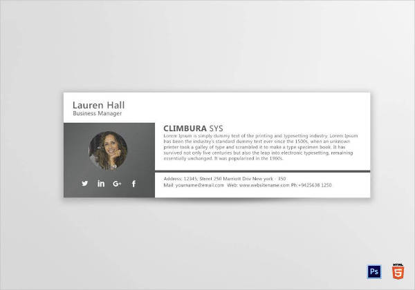 9+ Business Manager Email Signature Designs & Examples - PSD, AI | Examples