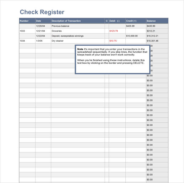 simple check register example1