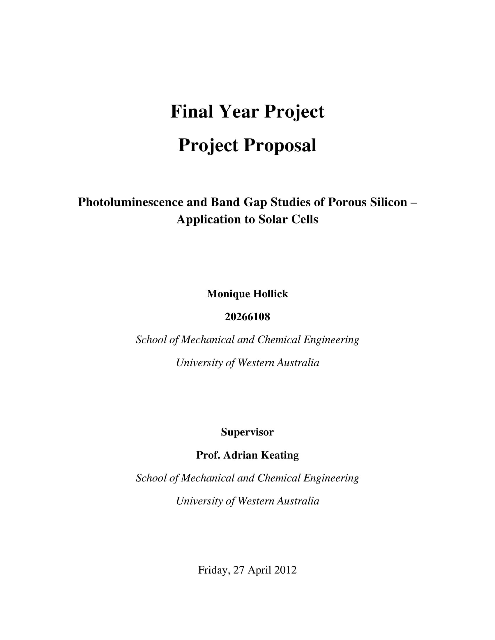 Simple Final Year Project Proposal Example 01