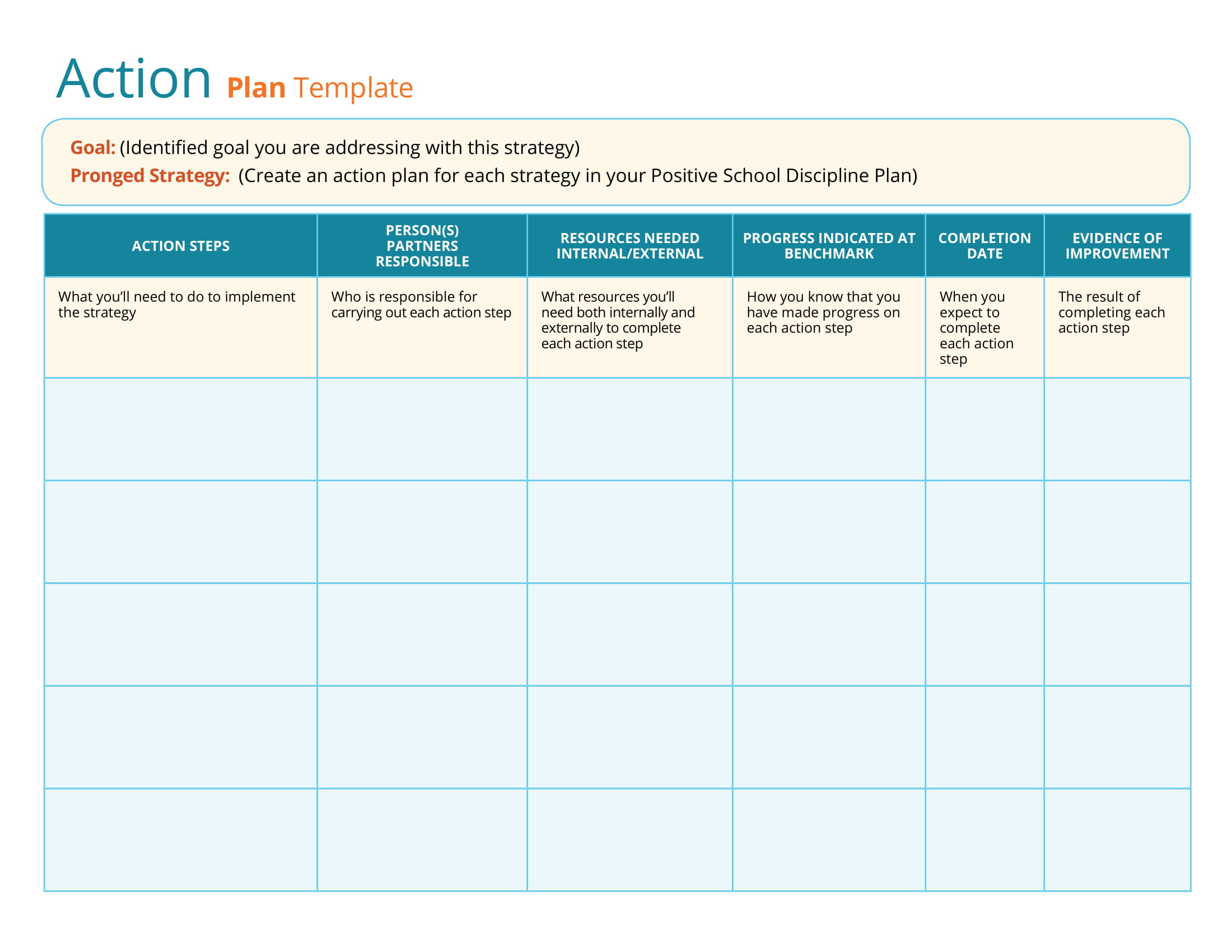 Action Plan Examples Template IMAGESEE