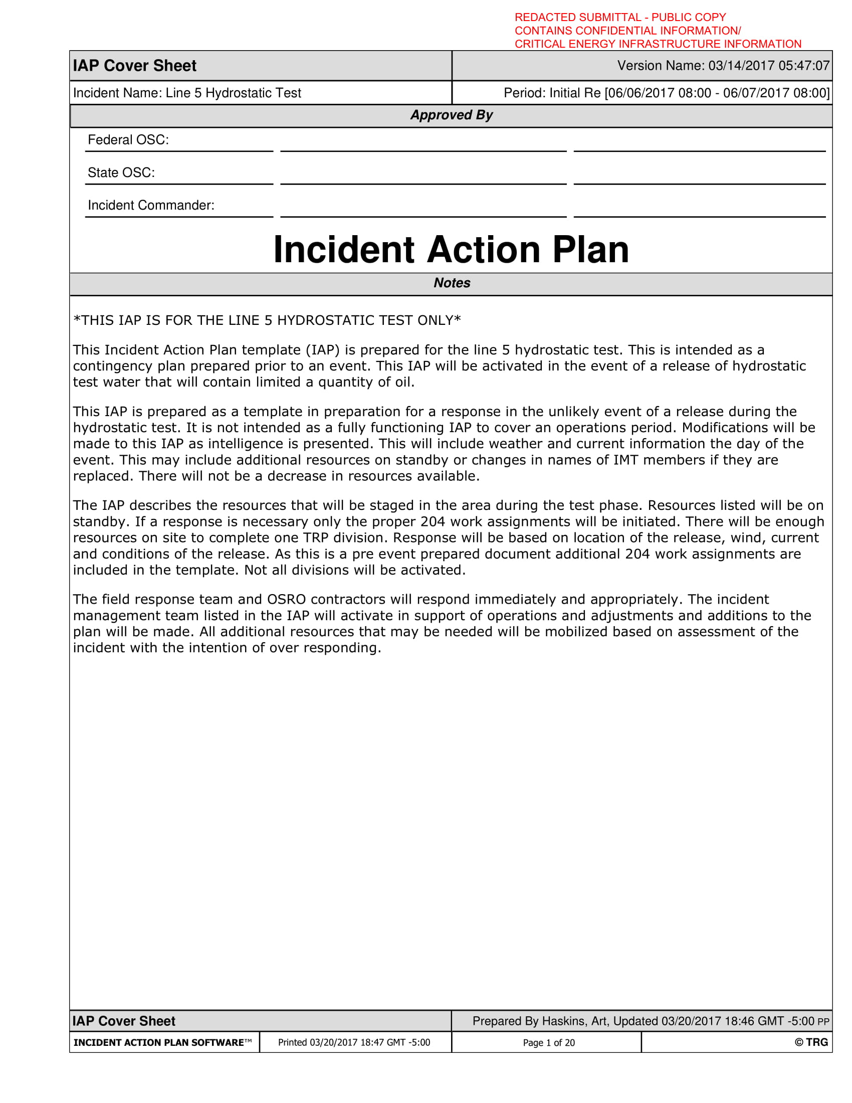 Incident Action Plan Form